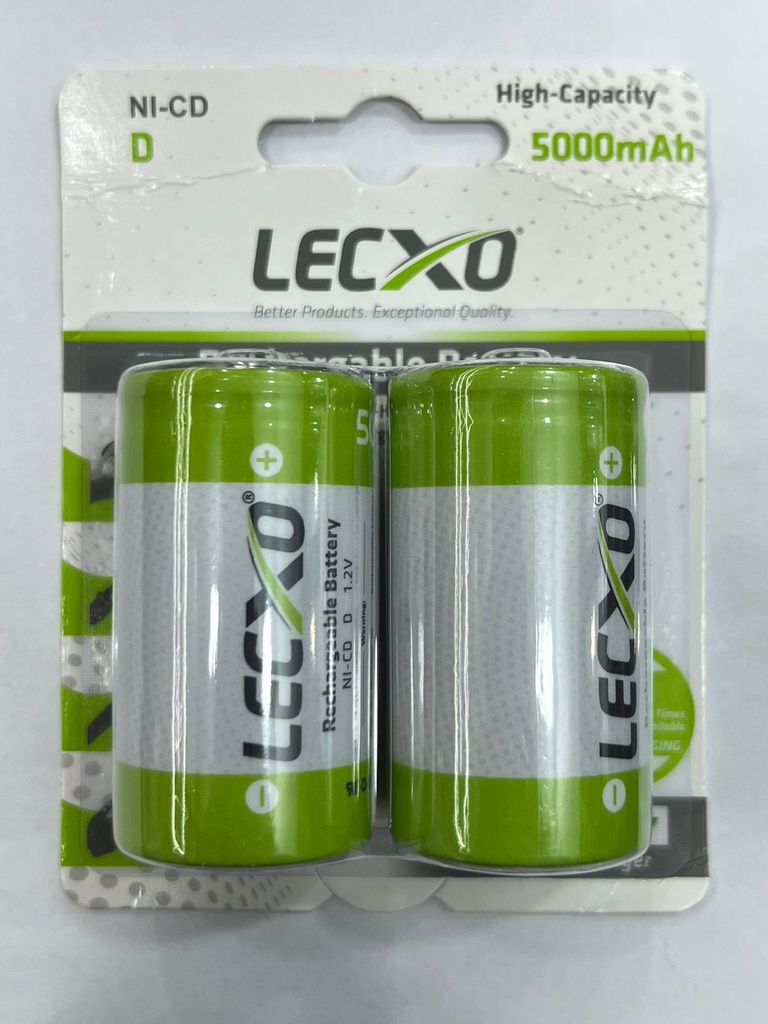 LECXO BATTERY D SIZE 1.2V 5000MAH CARD 