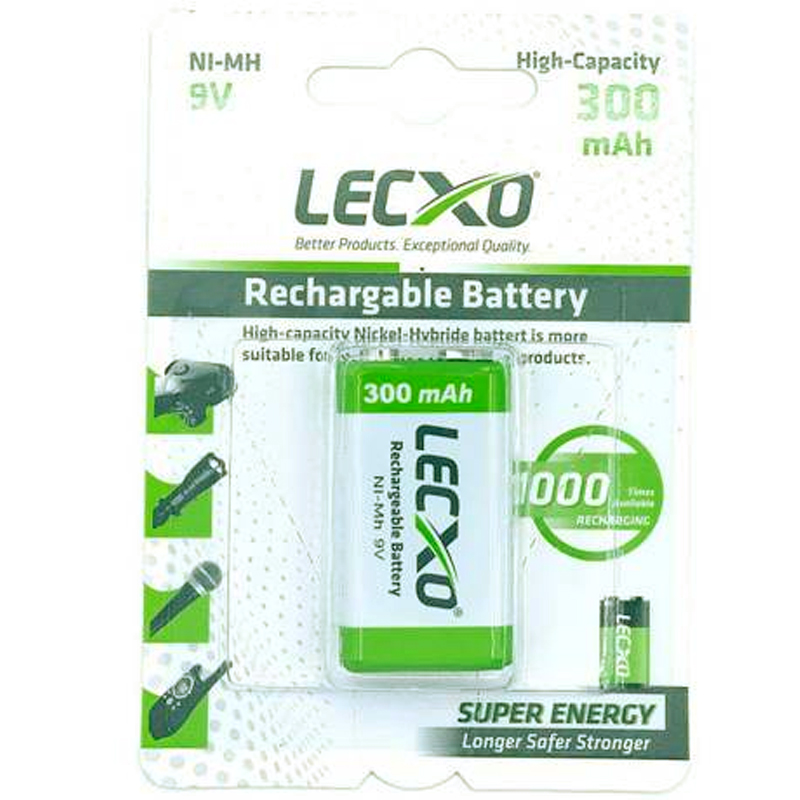 LECXO BATTERY 9V 300MAH RECHARGEABLE